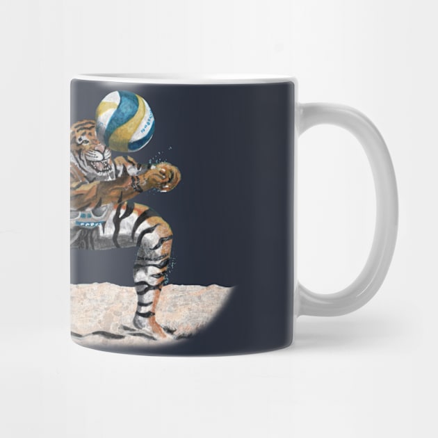 Cat Warrior Beach Volleyball Realistic Art by Helms Art Creations